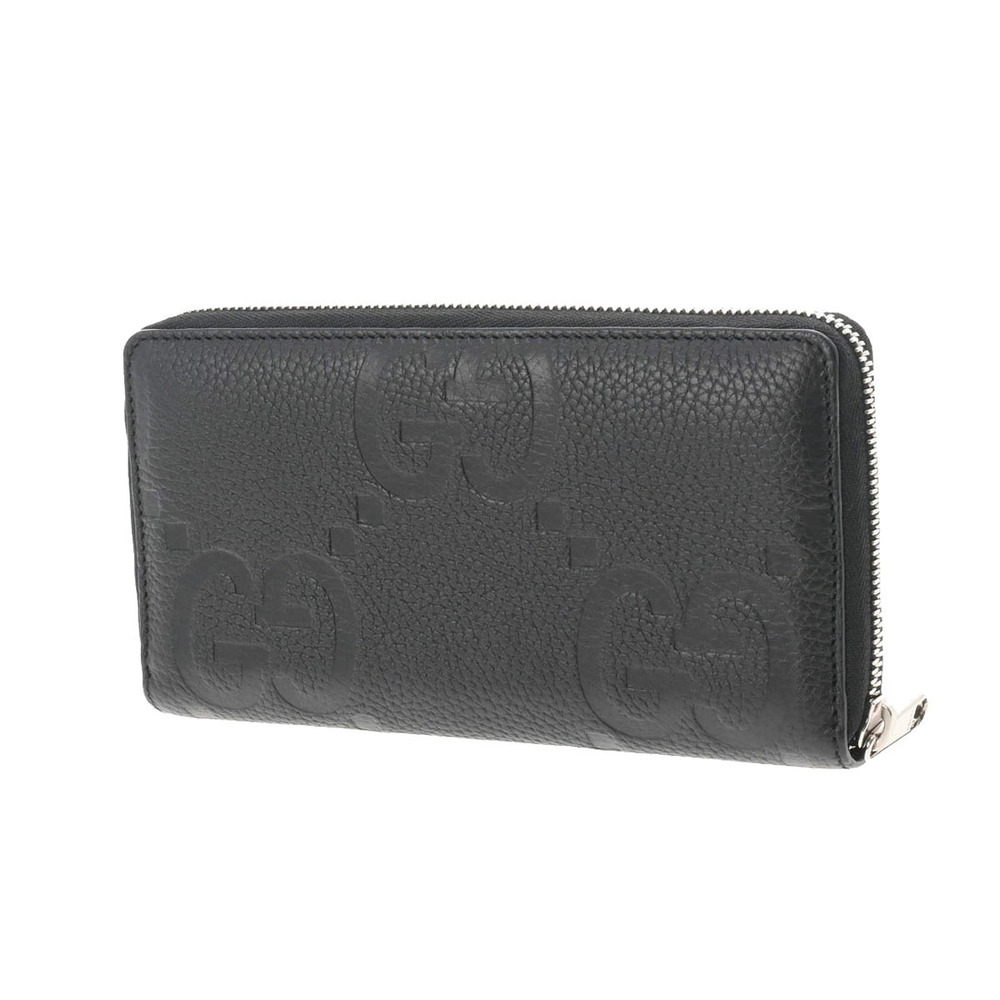 Gucci Jumbo Leather GG Black Wallet Zippy Long Black